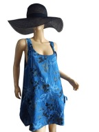 LNIANA WŁOSKA TUNIKA z kieszeniami kwiaty 38/40