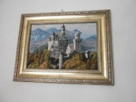 WYPRZEDAŻ 50 % TANIEJ !! PIĘKNY TKANY GOBELIN W RAMIE ZAMEK 59 x 45