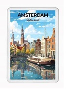 AMSTERDAM HOLANDIA magnes pamiątkowy na lodówkę akrylowy