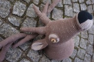 RZEŹBA SZYDEŁKOWA AMIGURUMI JELEŃ MEGA DUŻA HAND MADE DEKORACJA UNIKAT 70cm