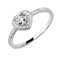 925 Srebrny Rodowany Pierścionek roz. 9 Serce Serduszko Zaręczynowy PUDEŁKO