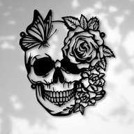 Czaszka w róży OBRAZ AŻUROWY 3D PANEL DEKORACJA DO POKOJU SALONU