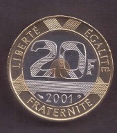 Francja - 20 Frank 2001 rok - poszukiwany rocznik