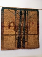 Gobelin "Las - zachód słońca" sizal ok.120 x 150 cm lata 70.