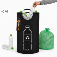 DUŻY KOSZ NA BUTELKI PLASTIKOWE KAUCYJNE ZWROTNE WOREK TORBA POJEMNIK 120L