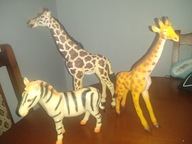 zestaw dużych zwierząt, żyrafa i zebra zabawki