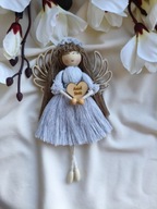 Anioł Stróż zielony Makrama Aniołek na szczęście lalka na prezent