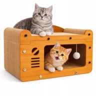 3w1 DRAPAK DOMEK DLA KOTA LEGOWISKO Z TEKTURY I MDF EKOLOGICZNY Piętrowy