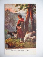 A. SETKOWICZ WESOŁEGO ALLELUJA PASTUSZKA BARANKI przedwojenna POCZTÓWKA