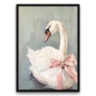 Plakat z ramą 50x70cm Delikatność Skrzydeł Łabędzie na wodzie Ptak Natura