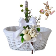 KOSZYK WIELKANOCNY STROIK NA ŚWIĘCONKĘ WIKLINOWY KOSZYCZEK BIAŁY KOSZ