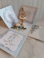 Kartka 3d, exploding box, pamiątka Pierwszej Komunii Świętej