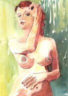 =Obraz=AKT =akwarela=kobieta=Joanna MAŁOSZCZYK