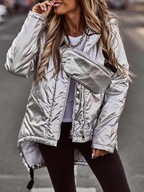 KURTKA METALICZNA SREBRNA OCIEPLANA ROZMIAR S