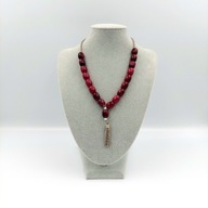Naszyjnik korale vintage lata 90 metal metalowy czerwony bordowy chwost