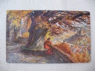 ZAGINIONY ŚWIAT POD STARYM DĘBEM przedwojenna POCZTÓWKA OLEJ