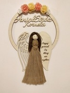 Aniołek Makrama 25X35 Anioł Stróż Imię Grawer Prezent Chrzest Komunia