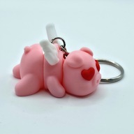 Brelok Świnka z Serduszkiem 3D Walentynki Druk3D Zawieszka do Kluczy Plecak