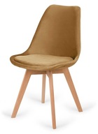 Nowoczesne Miękkie Krzesło LUGANO welur brązowy do kuchni, jadalni, salonu