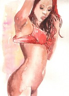 =Obraz=AKT =akwarela=kobieta=Joanna MAŁOSZCZYK