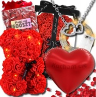 Miś z róż zestaw PREMIUM XXL z płatków róż prezent na walentynki