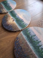 Tryptyk las natura pejzaż obraz akrylowy 90x30cm dekoracja