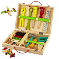 Narzędzia Zabawkowe Drewniane Skrzynka do Zabawy Warsztat w Walizce