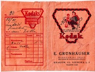 Oryginalne papierowe etui na negatywy Kodak E Grunhäuser Kraków II RP Antyk