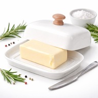 MASELNICZKA CERAMICZNA POJEMNIK NA MASŁO BIAŁA CERAMIKA Z POKRYWKĄ KUCHENNA