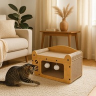 DRAPAK DLA KOTA GLOBANI TEKTUROWY 60 cm z legowiskiem i zabawkami