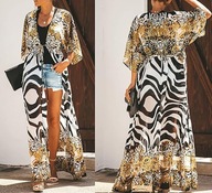 Damskie Pareo Zwiewna Sukienka Plażowa Maxi Tunika Uniwersalna