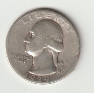 USA 25 centow 1939 srebro 0.900 ladny stan