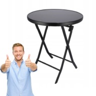 STOLIK OGRODOWY JUMI OKRĄGŁY NA BALKON NA TARAS CZARNY SZKLANY WYTRZYMAŁY