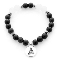 BRANSOLETKA dla jogina korale czarne białe Budda
