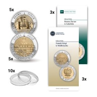 5zł 2021 ZESTAW - 5x Brama Żuraw + 5x Zamek Książ - w kapslach + foldery