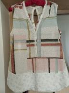 BLUZKA LUŹNA DŁUŻSZA KOLOROWA BEZ RĘKAWÓW R.40