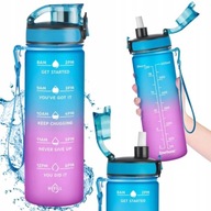BUTELKA MOTYWACYJNA NA WODĘ BIDON SPORTOWY Z MIARKĄ SIŁOWNIA FITNESS 1000ML