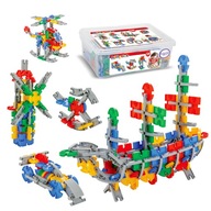 KLOCKI KONSTRUKCYJNE 320 ELEMENTÓW Dla Dzieci ZESTAW + SKRZYNIA HIT