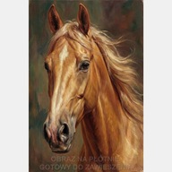 Koń obraz olejny na płótnie 58x85 głowa brązowy portret do salonu pokoju