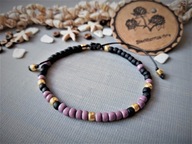 MAYAGUANA TOHO bransoletka czarna fioletowa złota szkło BlackberriesArts