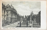 Pocztówka Kraków Plac Matejki i pomnik Grunwaldzki