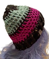 Trzykolorowa czapka z serii "Tweed", z wełną, handmade, unikat