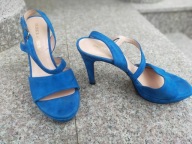 PATRICK AUSOBA nr 39 niebieskie hiszpańskie sandały platformy skóra