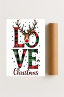 Plakat bez ramy 40x50cm Love Christmas plakat świąteczny dekoracja mikołaj