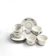 Serwis Kawowy Włocławek Porcelana Vintage PRL Lata 60 Biały Filiżanki 1960