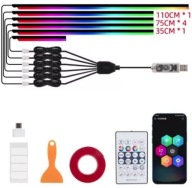 Paski LED AMBIENT zestaw do samochodu 6w1 USB