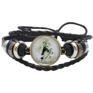 Skórzana bransoletka - Koń - regulowana długość, ozdobne dodatki - 20mm