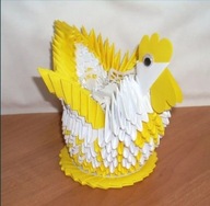 ORIGAMI MODUŁOWE 3D KURA żółta PRZESTRZENNA
