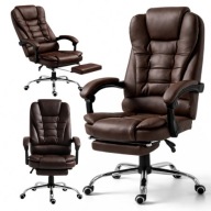 FOTEL BIUROWY OBROTOWY BOSS Z PODNÓŻKIEM BRĄZOWA EKO SKÓRA