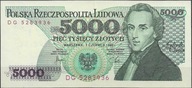 Banknoty PRL -5000 zł 1982 seria DG . Stan UNC, jak na skanie.